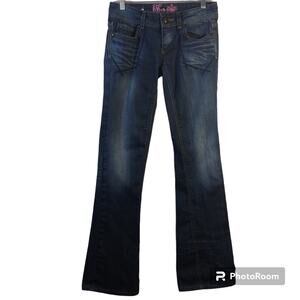Rerock For Express Dark Denim Boot Embellished Jeans Size 4